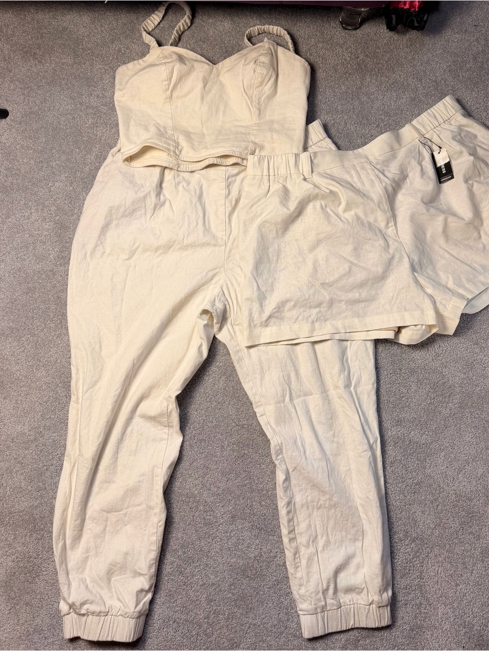 Express Three Piece Set Crop Top, Pants & NWT shorts